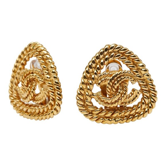 CHANEL Gold Logo Earrings